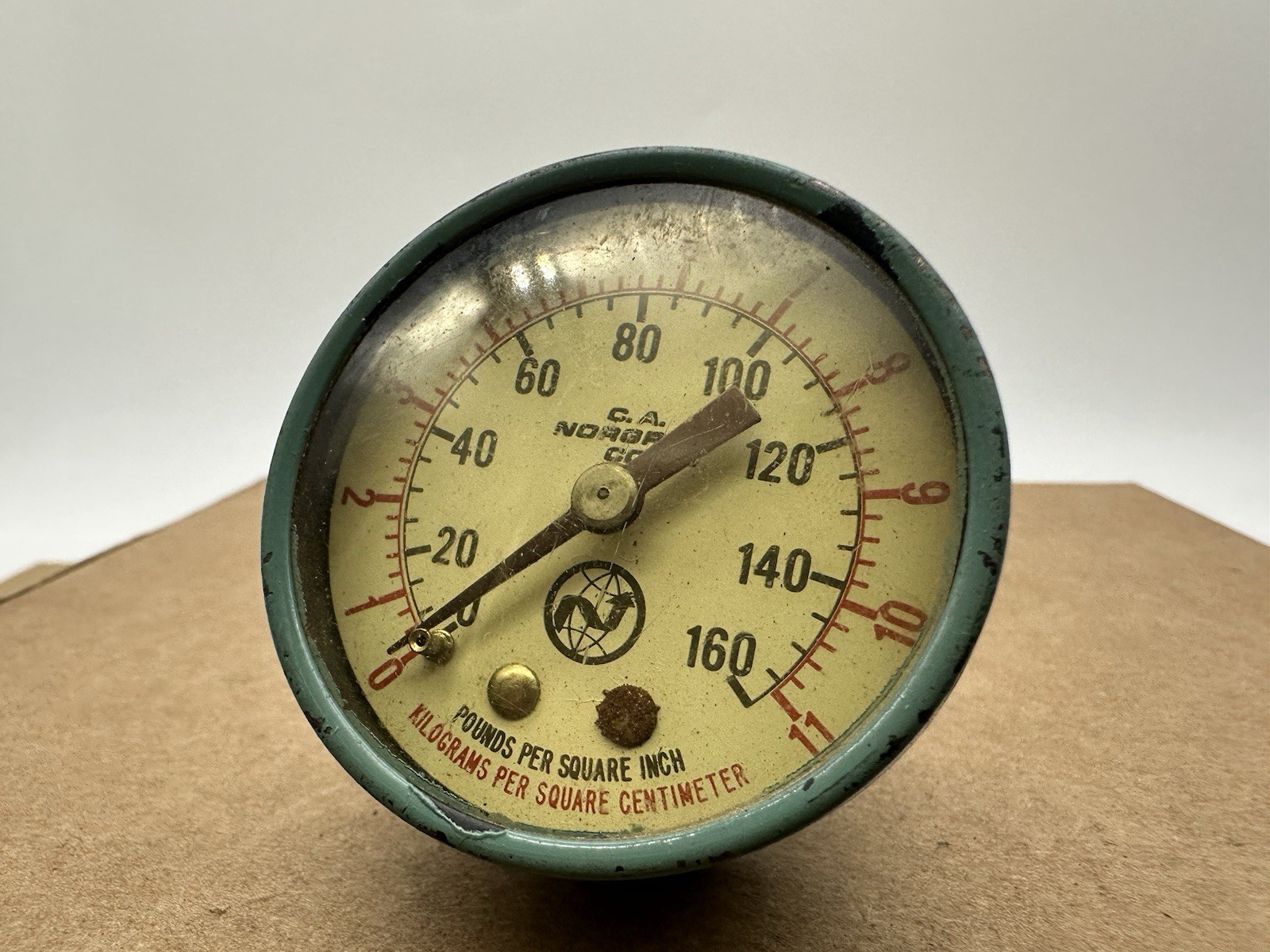Vintage C.A. Norgren Co. Pressure Gauge 0-160 Psi 0-11 Kg/cm2 Made USA