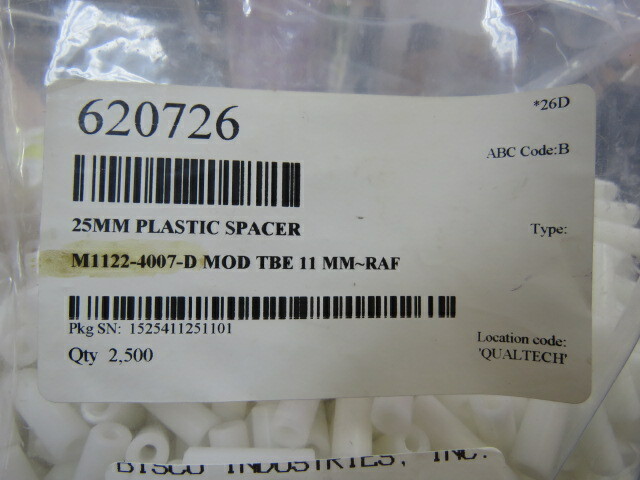 RAF M1122-4007-D Qty of 100 per Lot 1 inch Nylon Stand offs; 25MM PLASTIC STAND