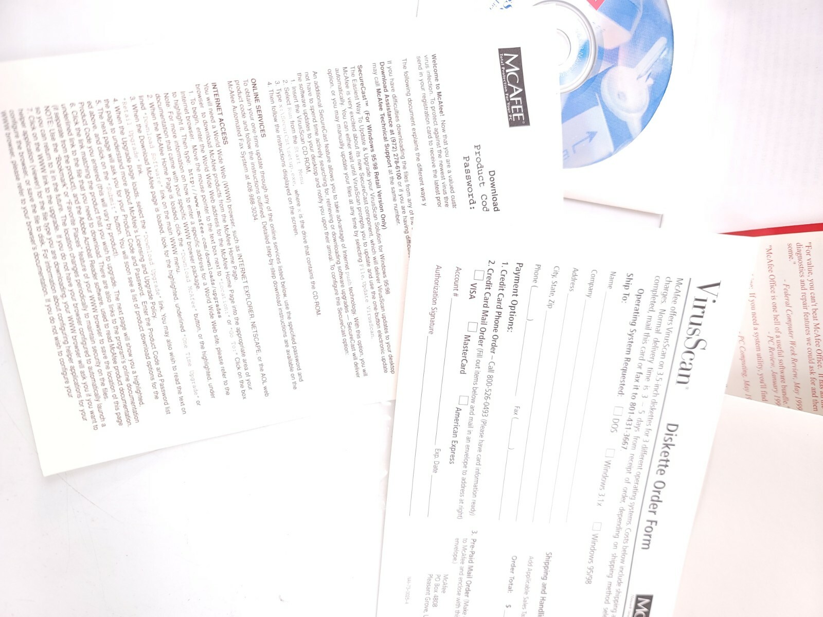 Vintage Mcafee VSF-CD01-NA-400 Virus Scan 855A0097