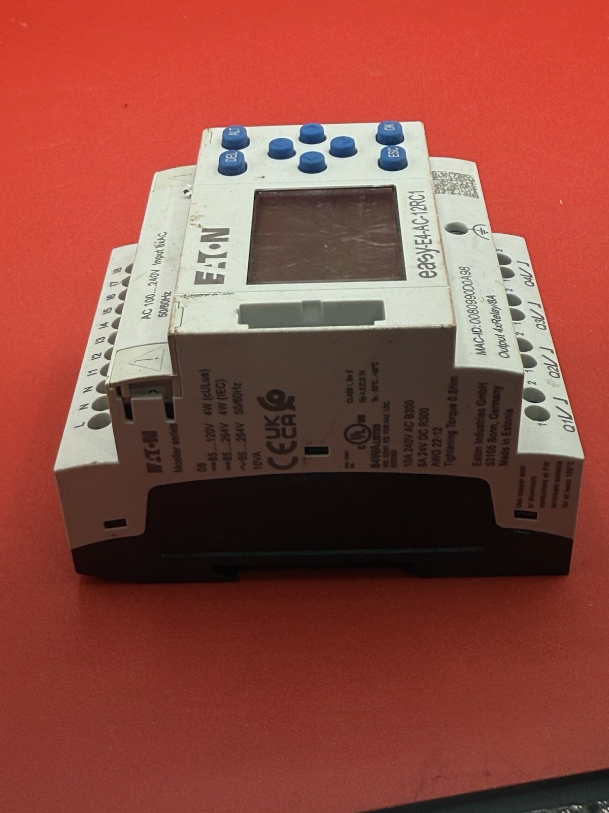 EATON EASY-E4-AC-12RC1 CONTROL RELAY 100-240VAC 50/60HZ 8A G2A