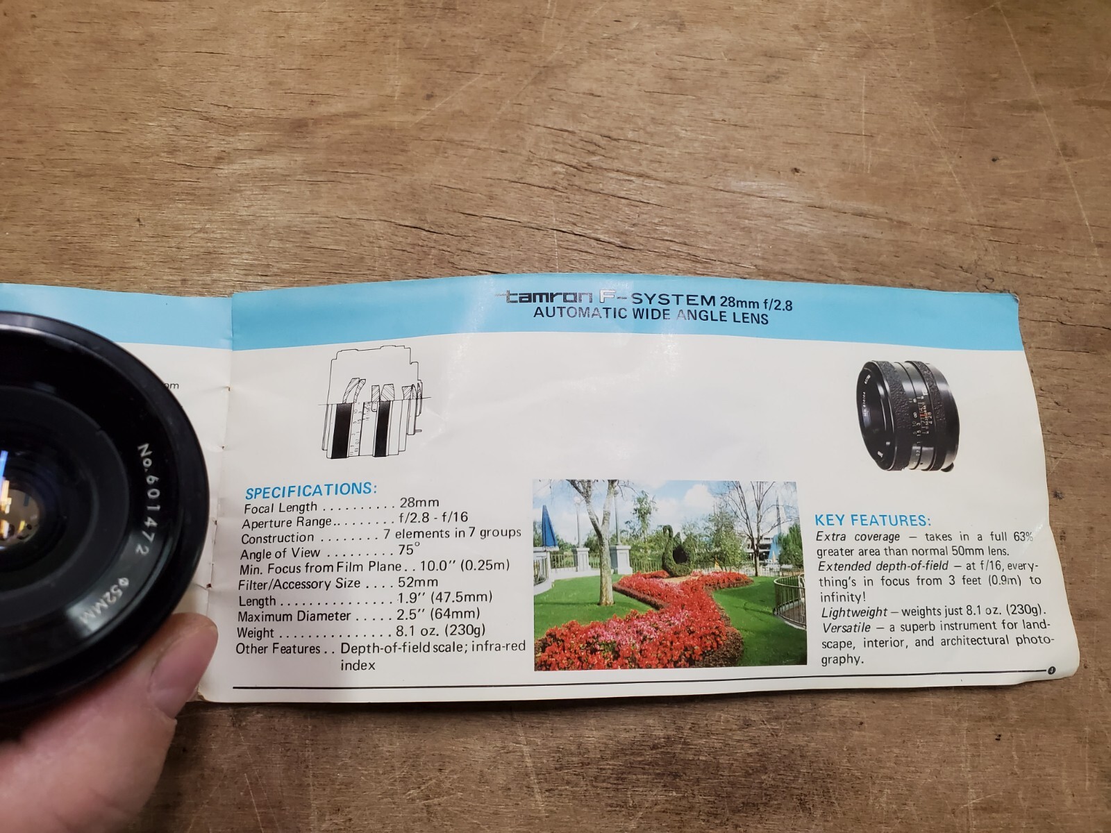 Tamron F System 28mm F/2.8 Automatic Wide Angle Lens, M42 Mount, 52mm, Caps