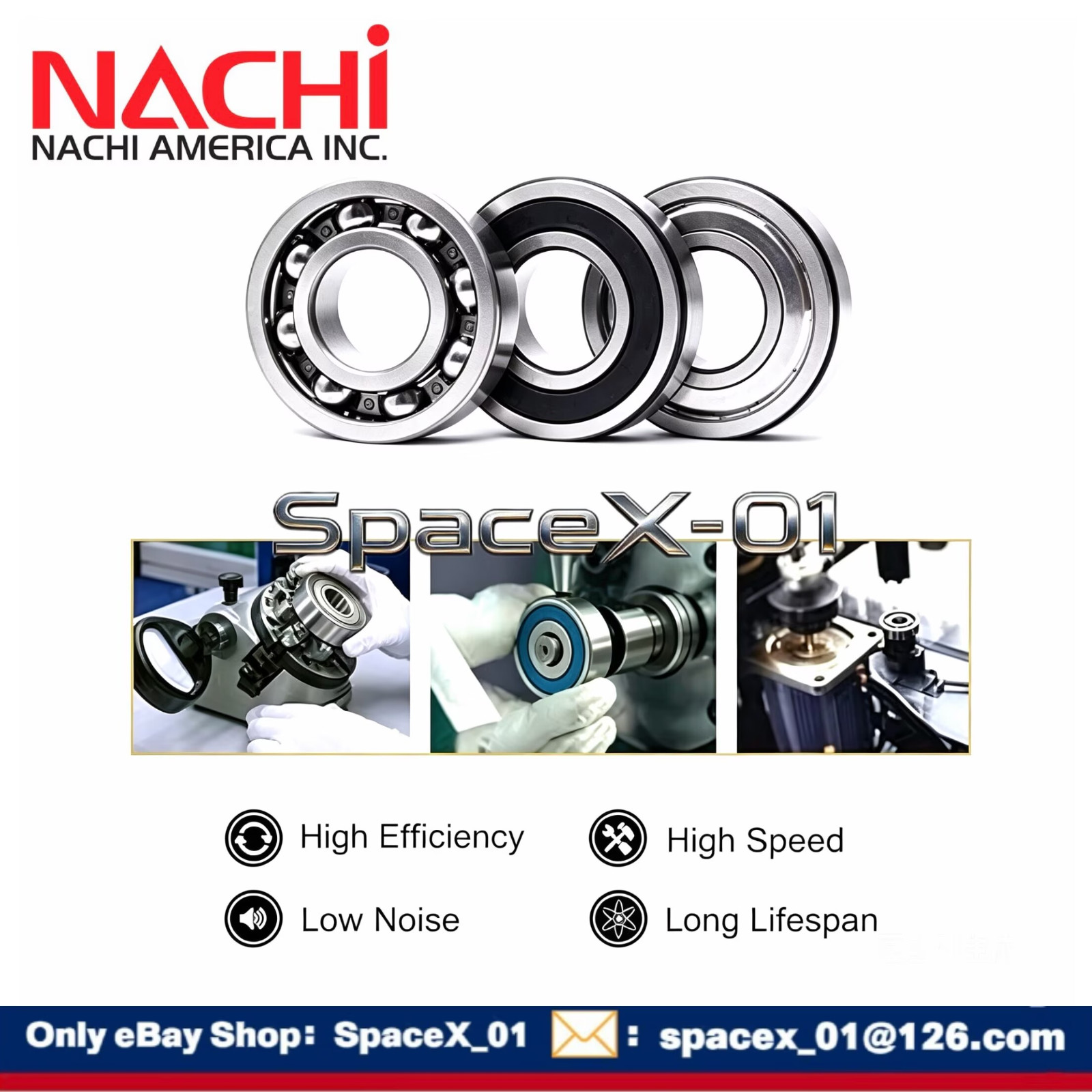 NACHI 6006ZZE Deep Groove Ball Bearings 30x55x13mm.