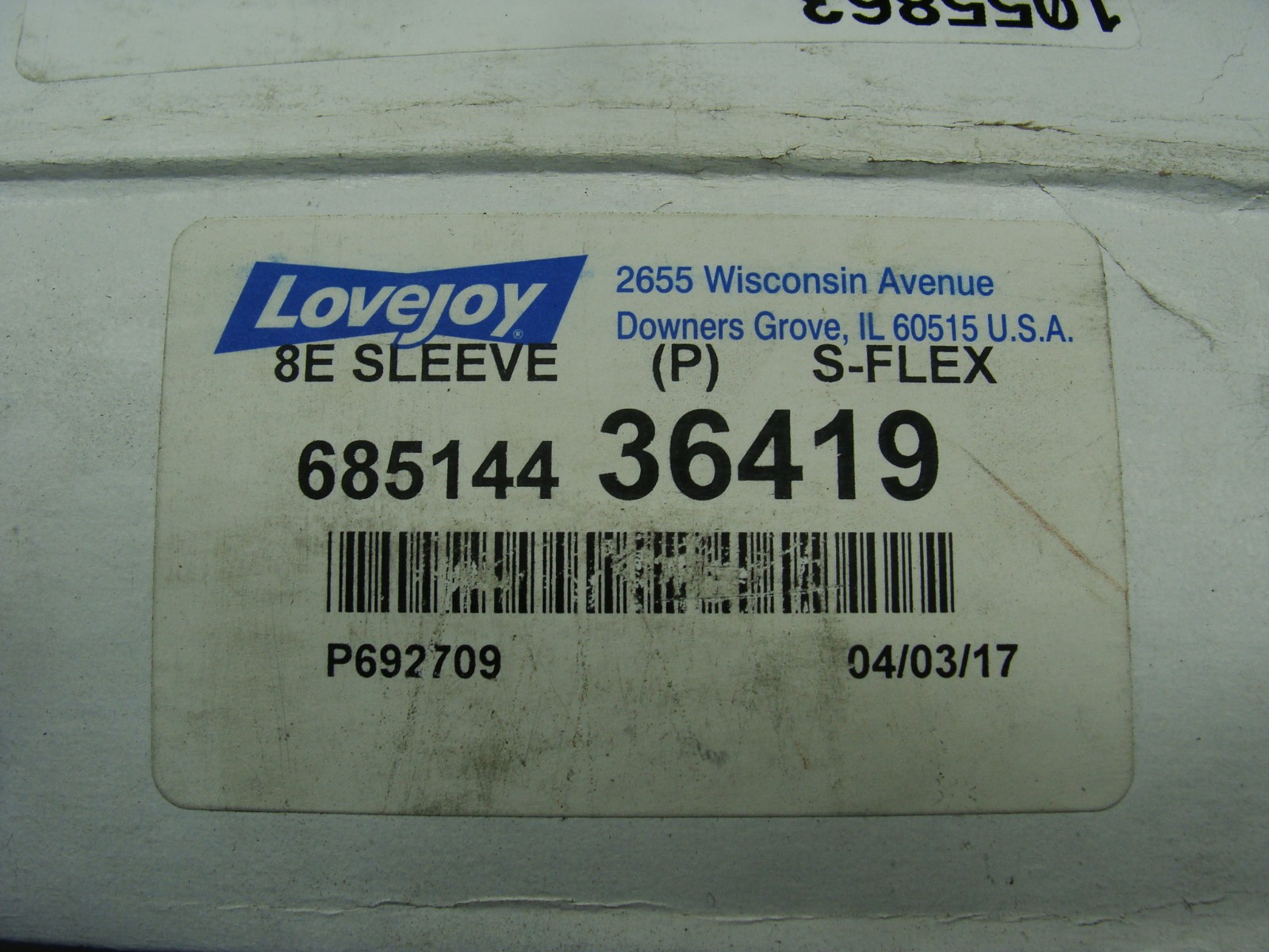 LOVEJOY TWO PIECE S-FLEX COUPLING 8E SLEEVE 685144 36419 W/RETAINING RING