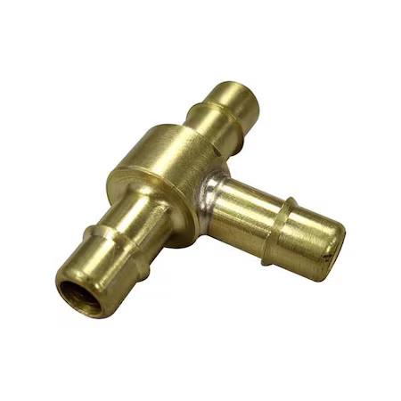 Mem-Co T6 Tee, Brass, Barbed1/4In, 1/4In, 1/4In