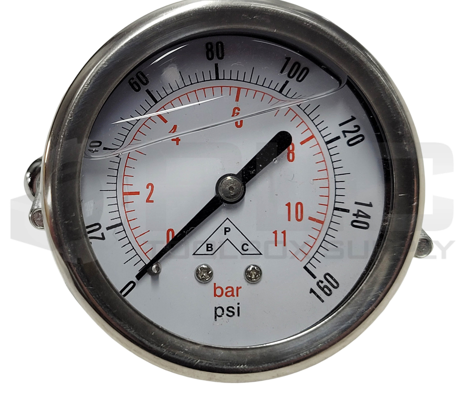 NEW BPC 16081322 PRESSURE GAUGE 0-11BAR 0-160PSI W/ MOUNTING PLATE