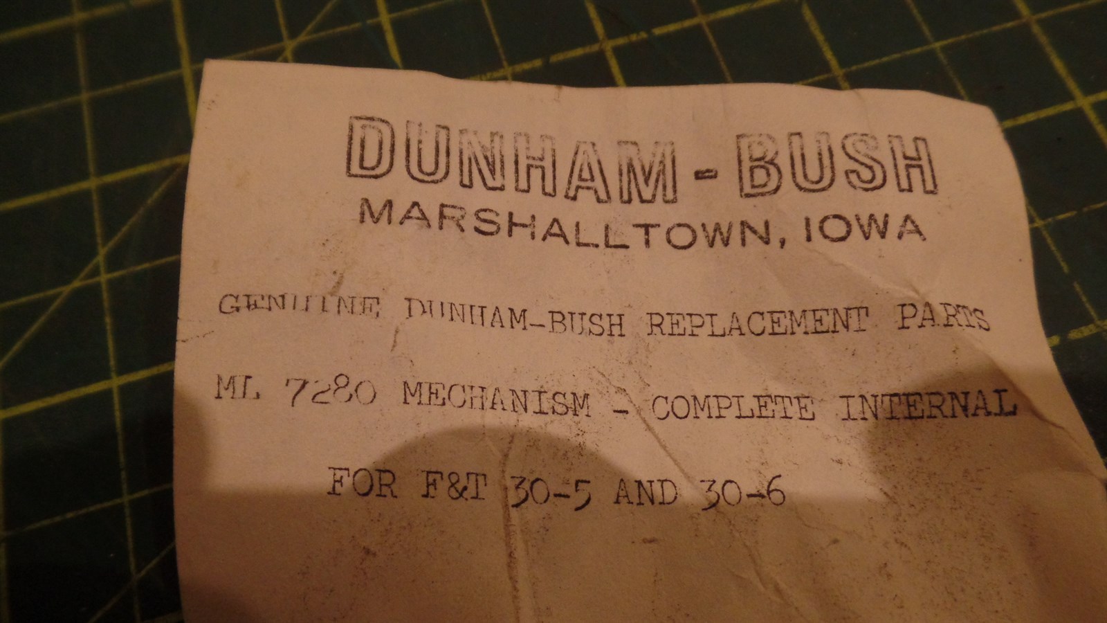 GENUINE DUNHAM – BUSH REPLACEMENT PARTS ML 7280, ML7280, F&T 30-5, 30-6, N.O.S