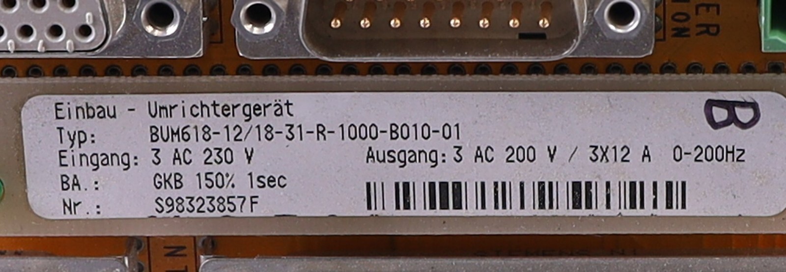 BAUMULLER BUM 6 BUMR BUM618-12/18-31-R-1000-B010-01 HOUSING UPPER SIDE DEFECT