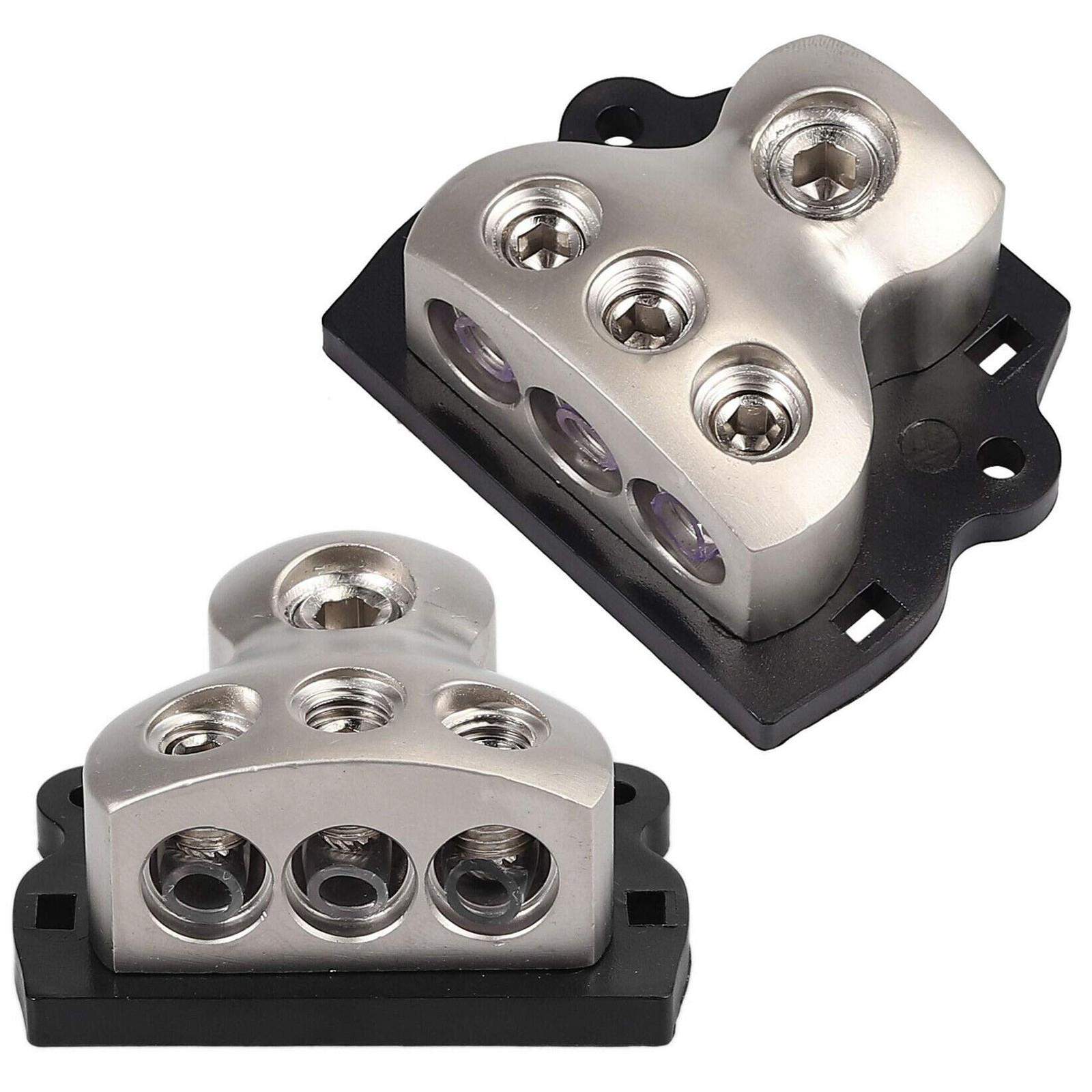 3 Way Power Distribution Block, 1x 0 Gauge in / 3X 4 Gauge Out Amp Power Dist…