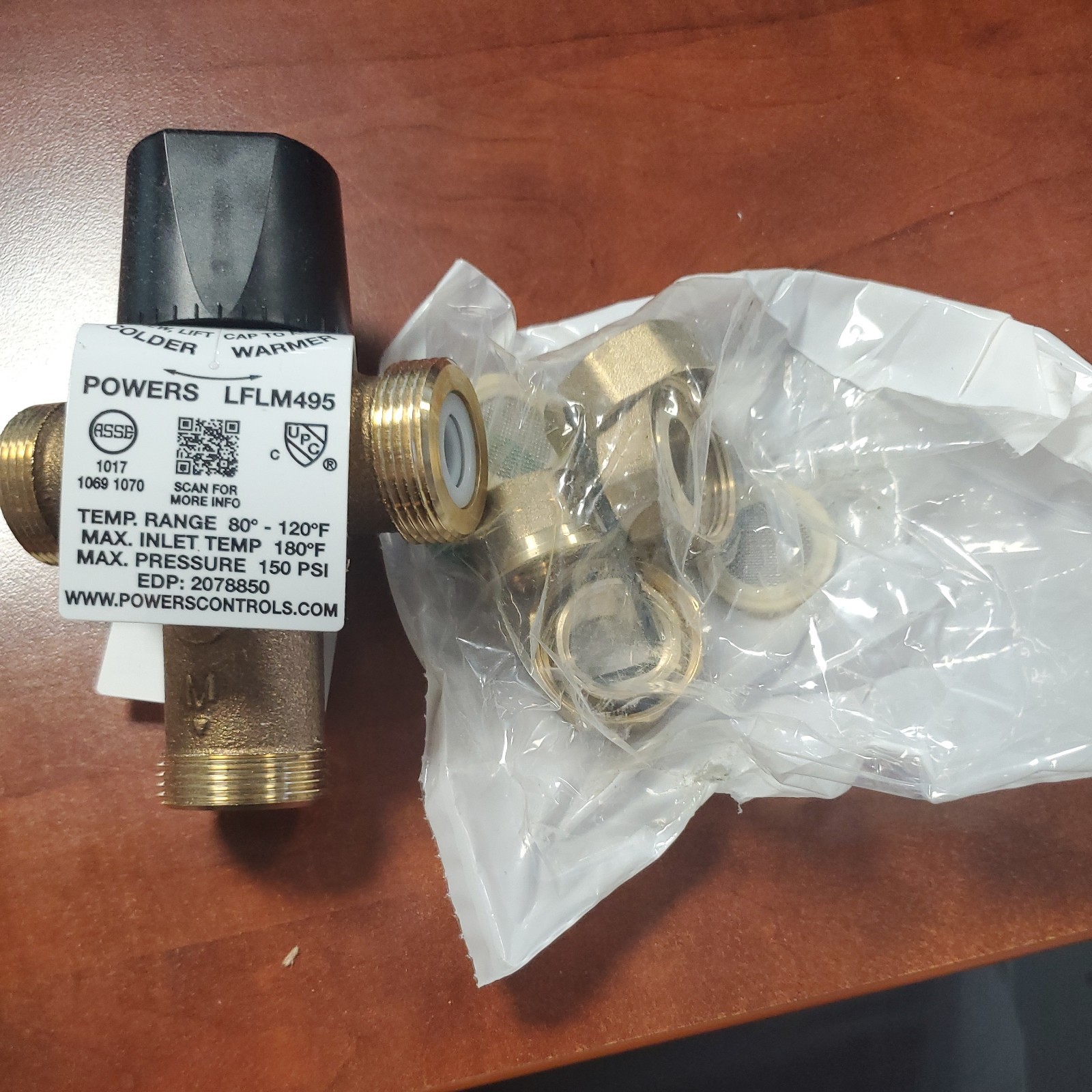 Watts Powers 6550030 LFLM495-1 Union NPT 1/2″ 80-120 degree tempering valve