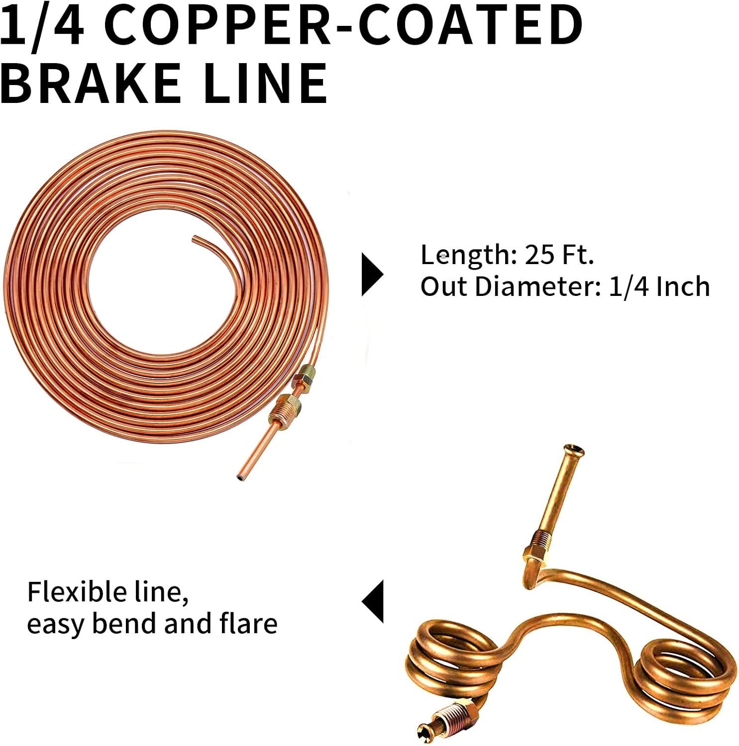 Brake Line Bender1/4 Inch – Upgraded 25 Feet Brake Line Kit for Ford/Dodge + …