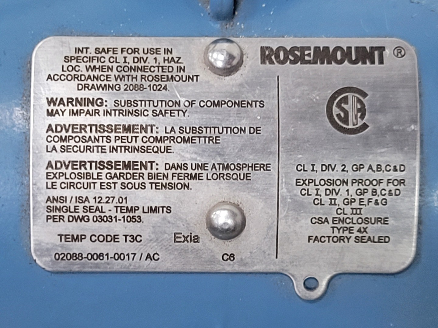 FISHER-ROSEMOUNT 3-15 PSIG Absolute and Gage Pressure Transmitter 2088 G2S22A1M5