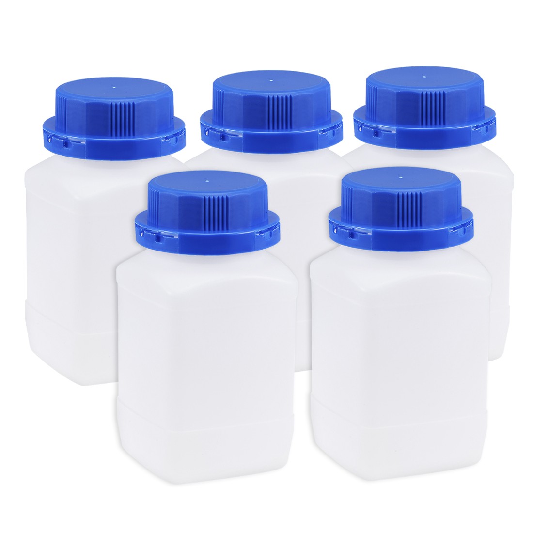 Plastic Lab Reagent Bottle 500ml Sample Sealing Liquid Storage Container 5pcs