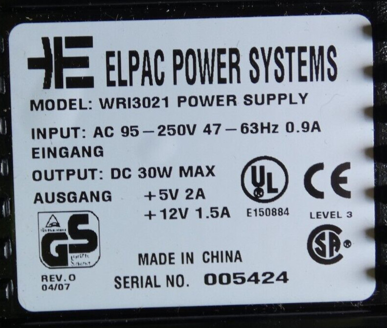 New Elpac Power Supply Model: WRI3021