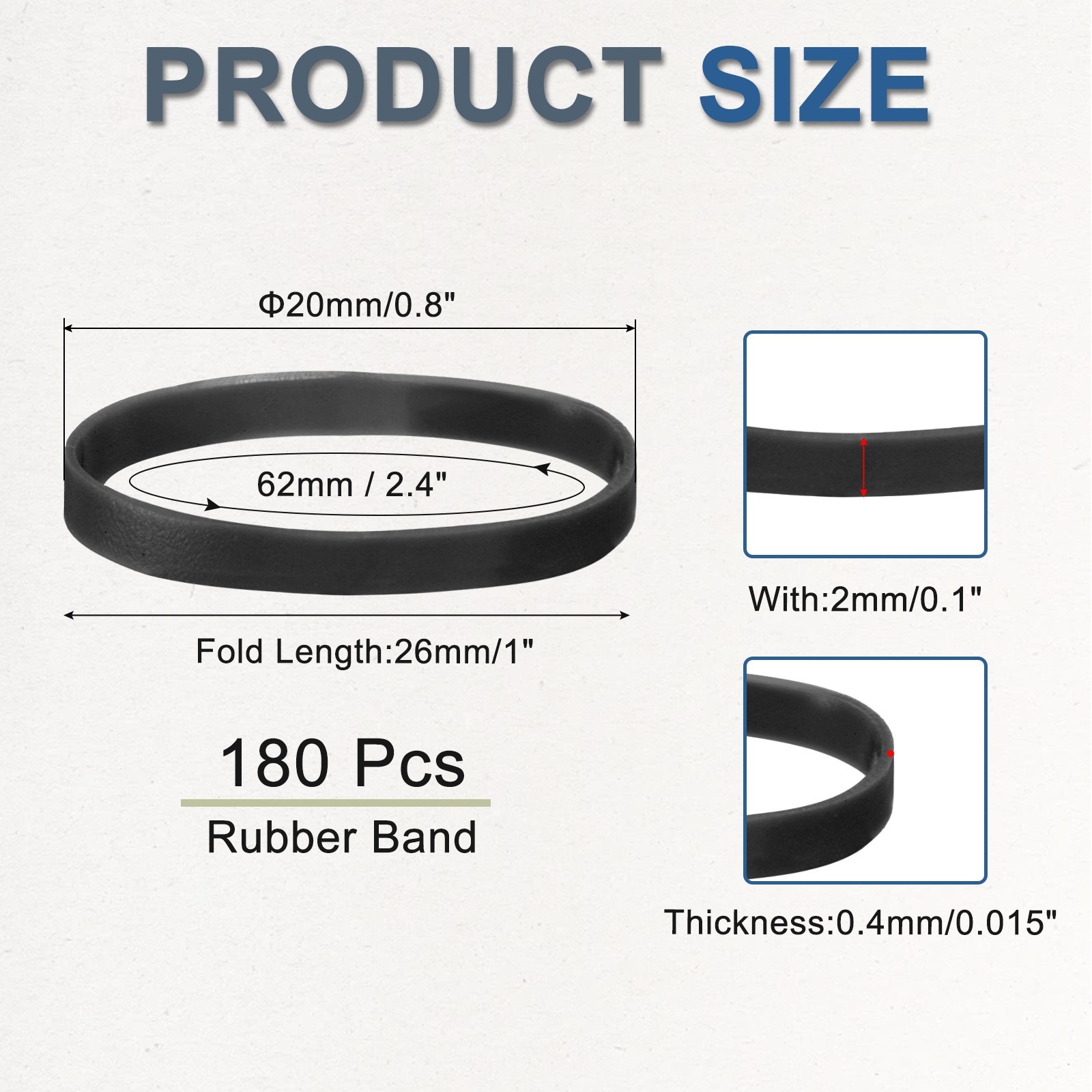 180 Pcs Rubber Band Colored Spots 20mm x 2mm Hair Rubber Bands, Black