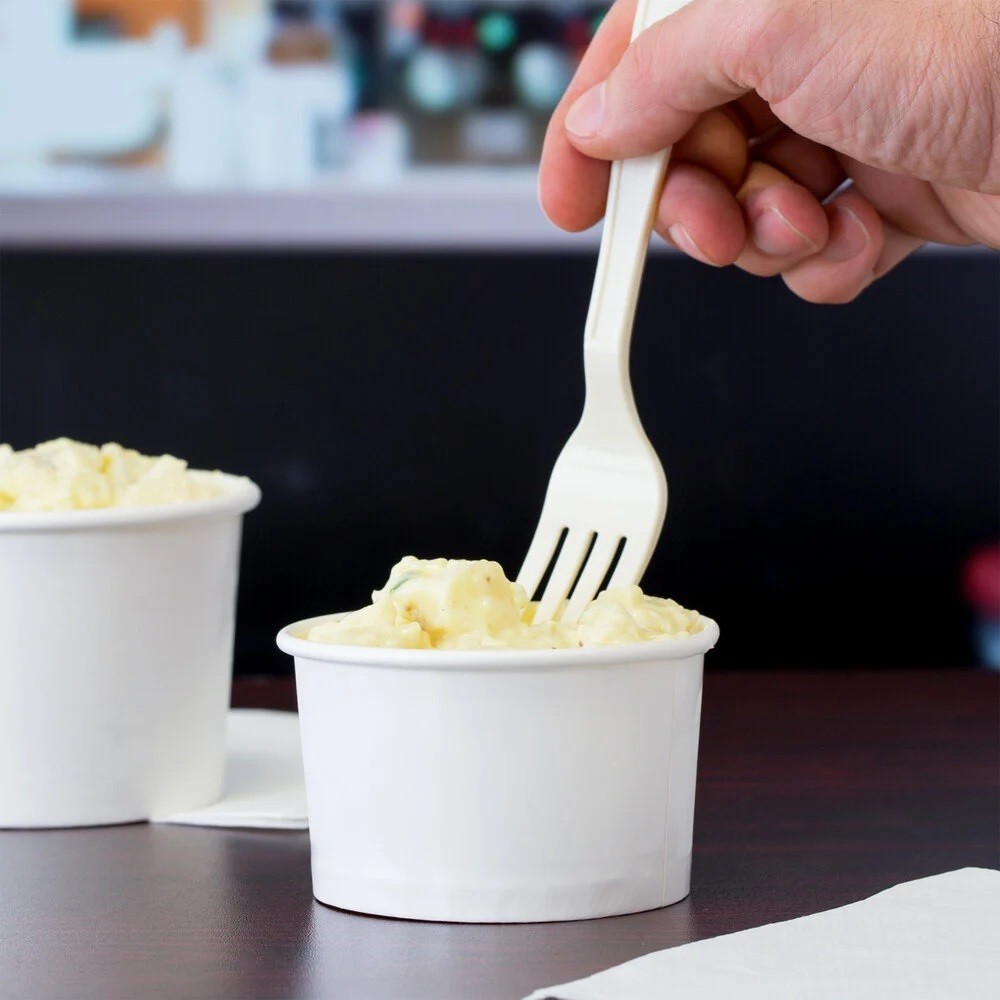 OCS Parts 50-Pack White Paper Ice Cream Cups | 6-Ounce Disposable Dessert Cups