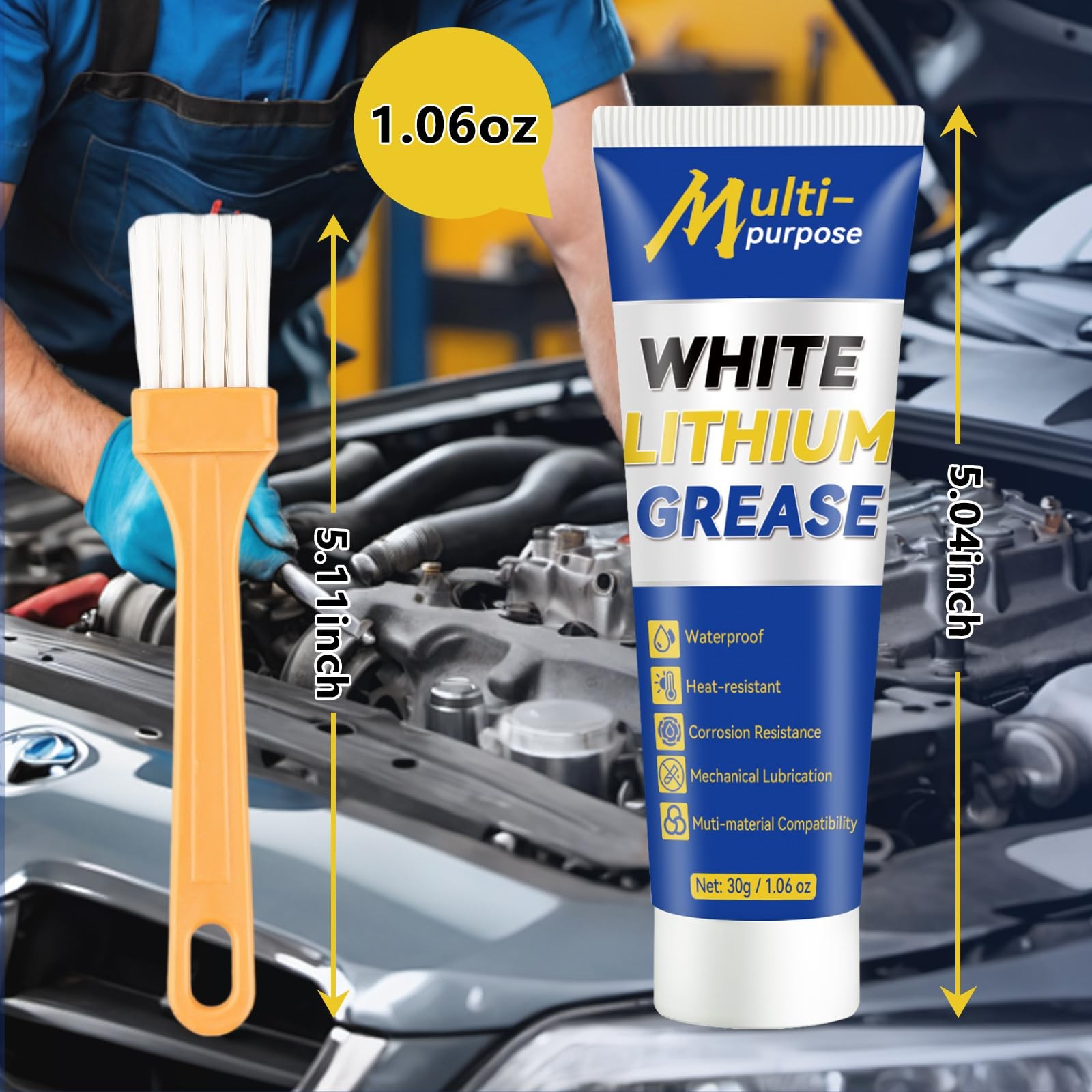White Lithium Grease, Multi-Purpose Lubricant Grease Tube with…