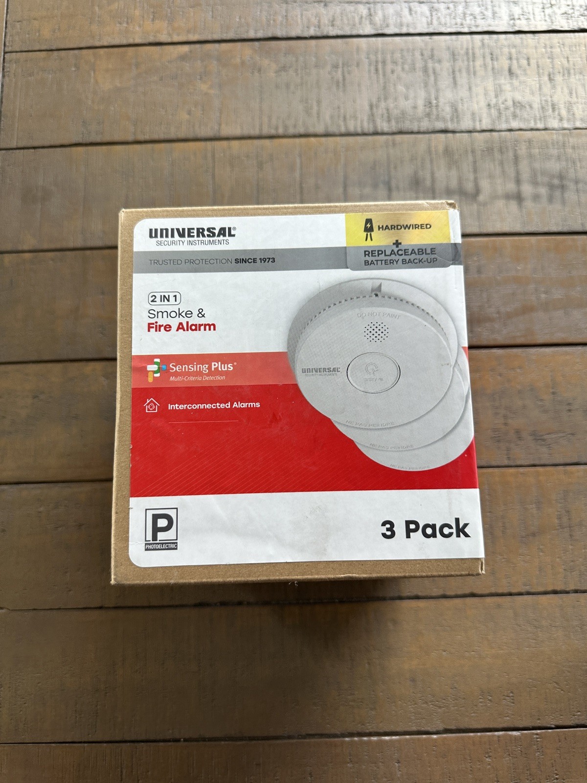 3-PK Universal Hardwired W/ 9V Battery Backup Photoelectric Smoke Detector