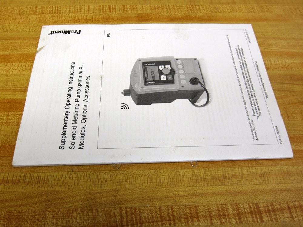 ProMinent 981604 Supplementary Operating Instructions