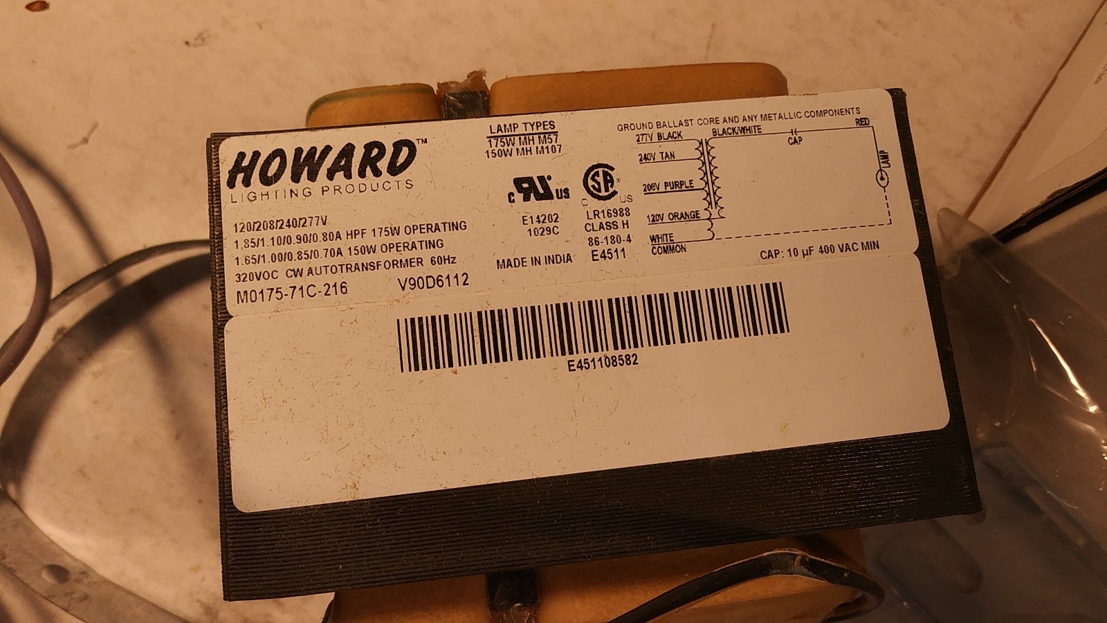 Howard Lighting CW Autotransformer Core & Coil Ballast P/N 1093-910363-350