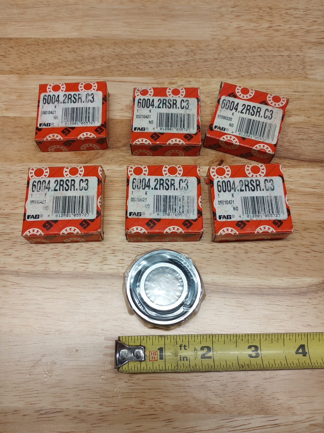 6pc Lot NEW FAG 6004 2RSR C3 Single Row Radial Bearings 20 x 42 x 12 mm 2rs ball