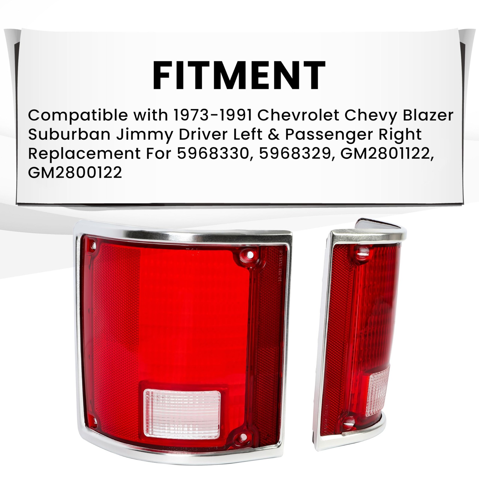Pair Tail Light Lens Compatible with 1973-1991 Chevrolet Chevy Blazer Suburba…