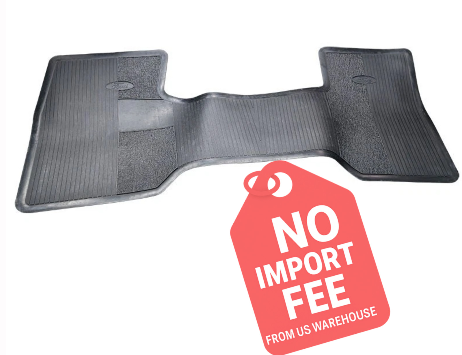 Black Rubber Front Floor Throw Mat w/ Fo𝔯d Oval 1965-96 Fo𝔯d Truck D8TZ8113086