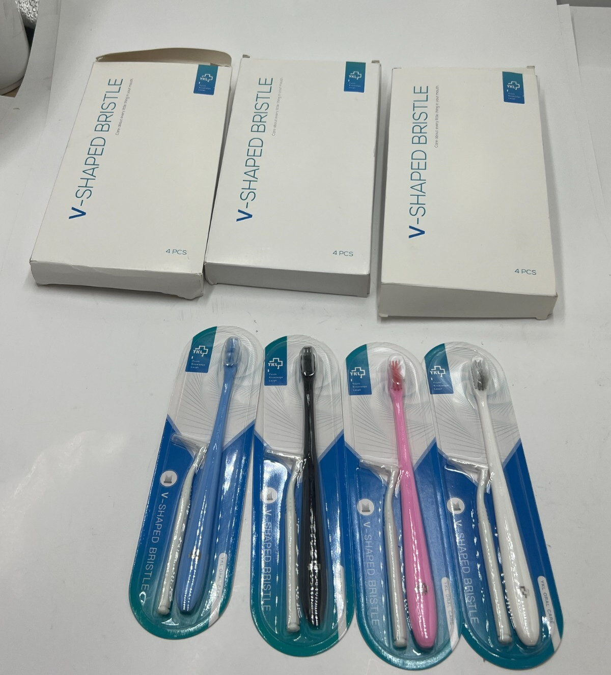(QTY 12) YKL V-Shaped Bristle Oral Care Orthodontic Toothbrush 0.15MM