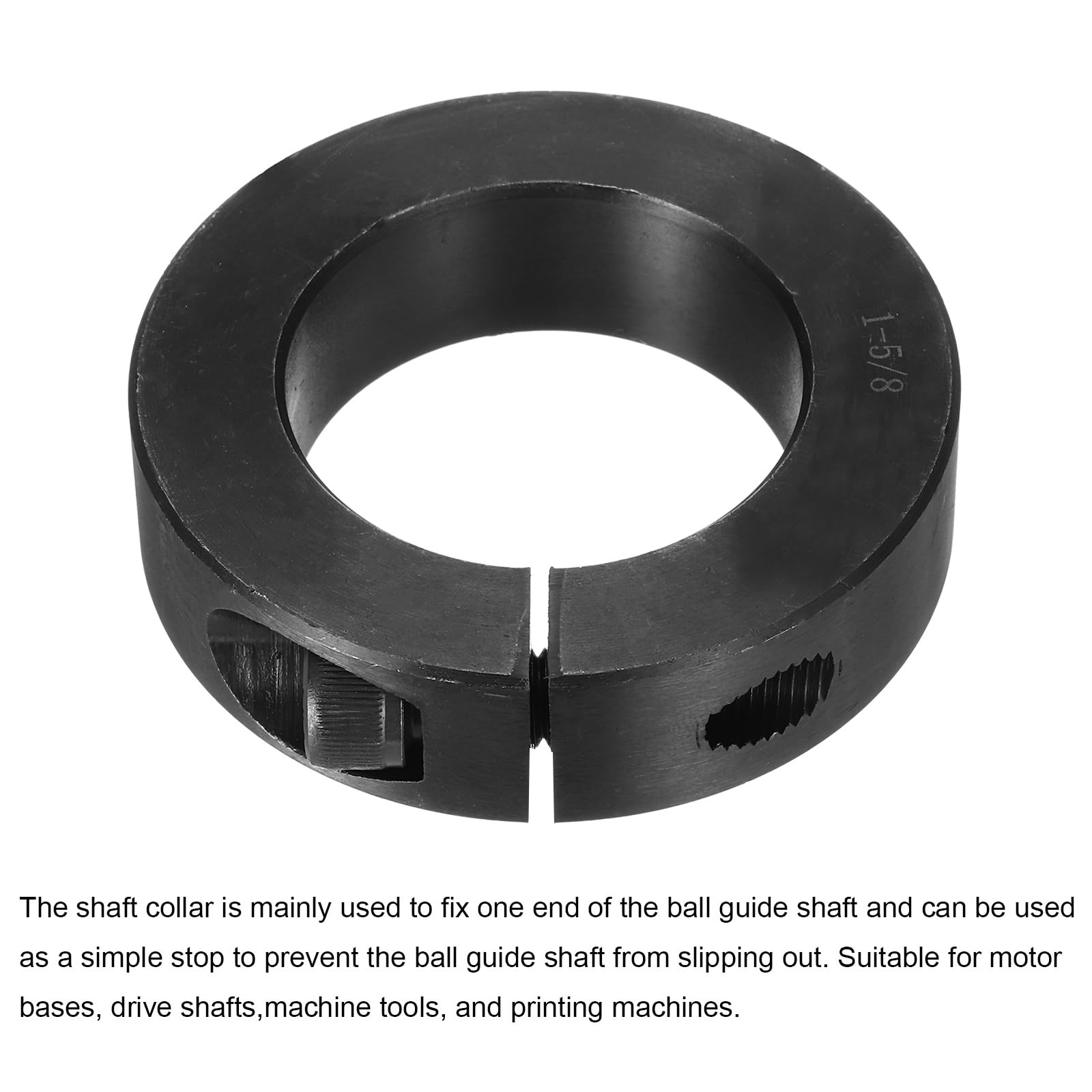 MECCANIXITY Shaft Collar 1 5/8″ Bore Single Split Carbon Steel Clamping Black