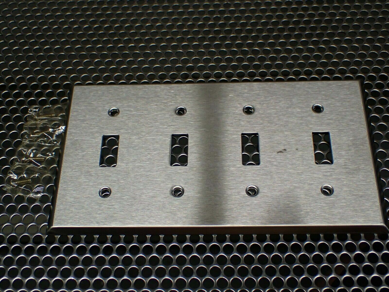 Metal 4 Switch Cover Plates 4-1/2″ x 8-1/4″ New Old Stock (Lot of 8)