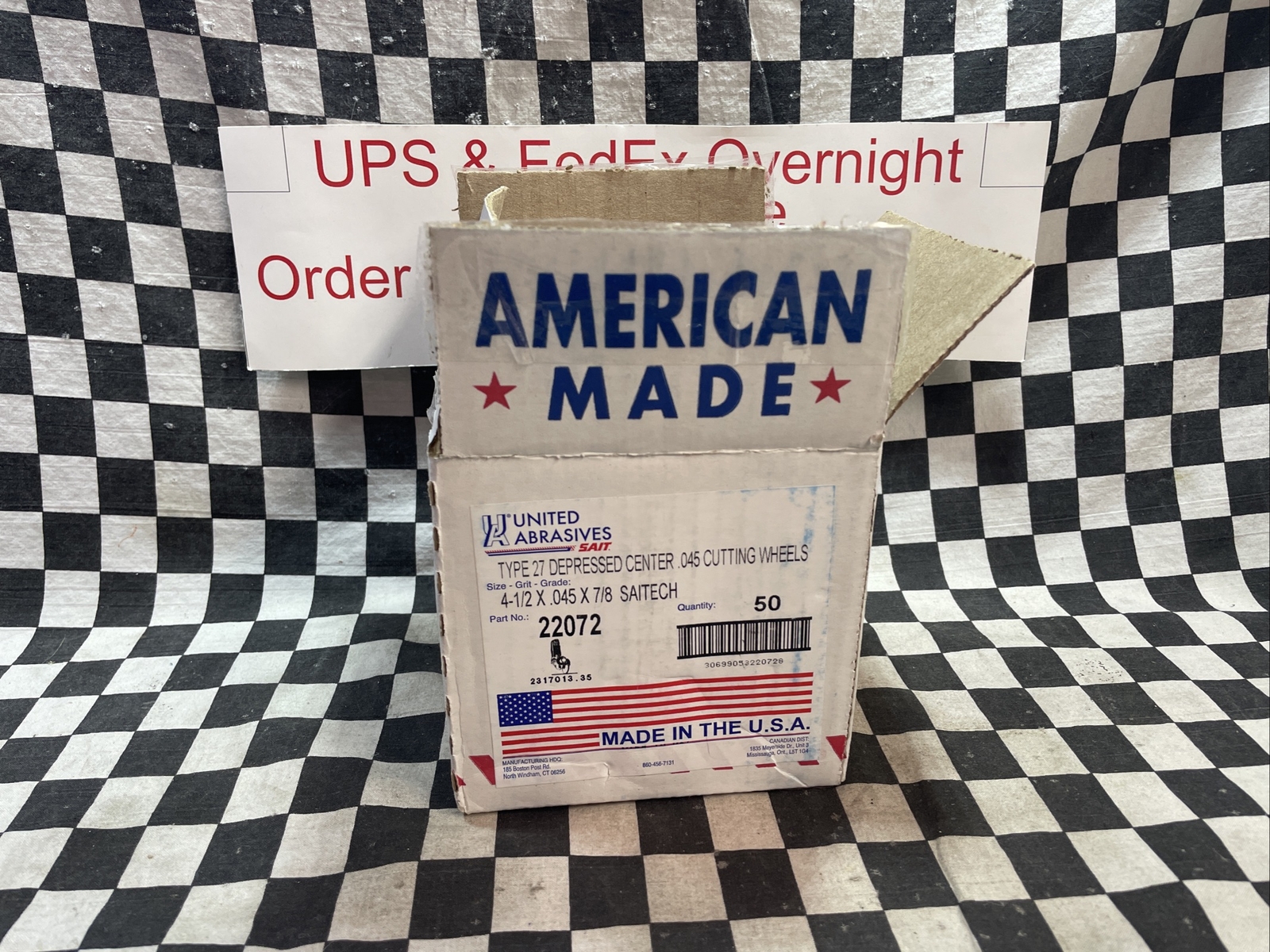 UNITED ABRASIVES-SAIT TYPE 27, 22072, BOX OF 50, SHIPSAMEDAY