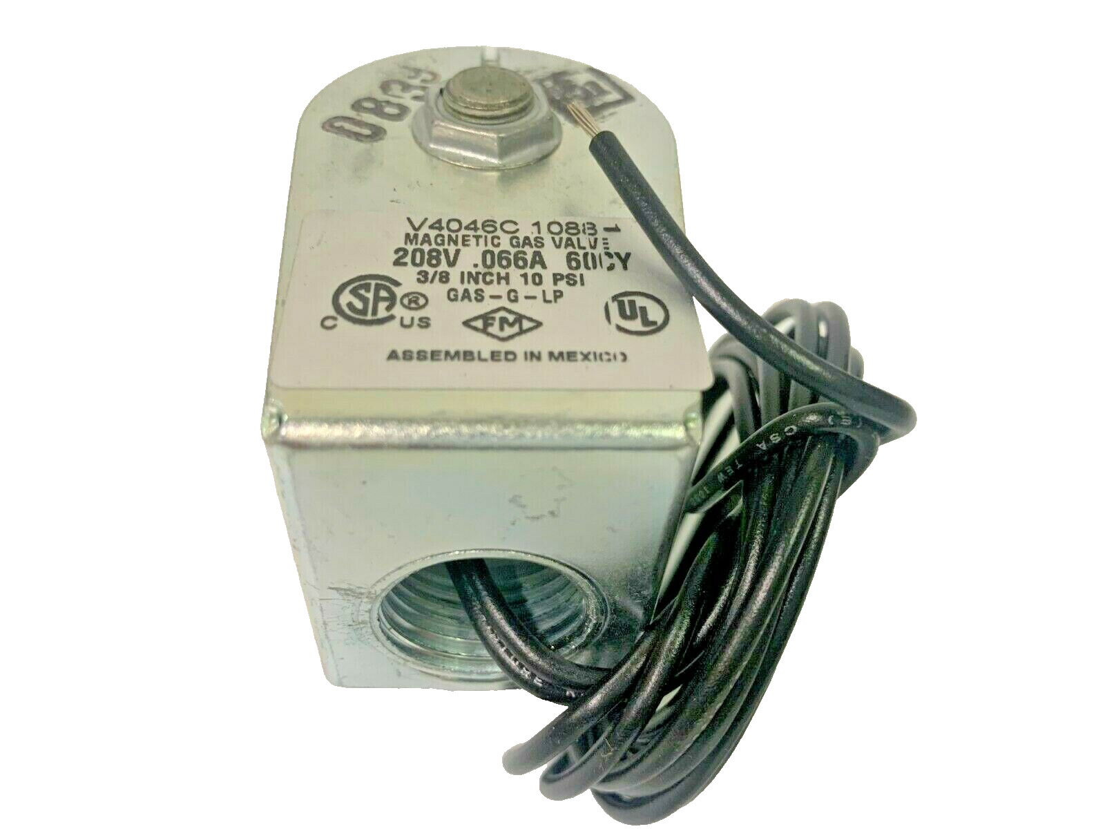 HONEYWELL V4046C1088 Gas Solenoid Valve 3/8″ 208V 60 Hz 10 psi V4046C 1088