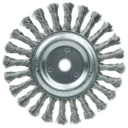 Weiler 8565 6″ Cable Twist Knot Wire Wheel 0.023″ Steel 9000 RPM