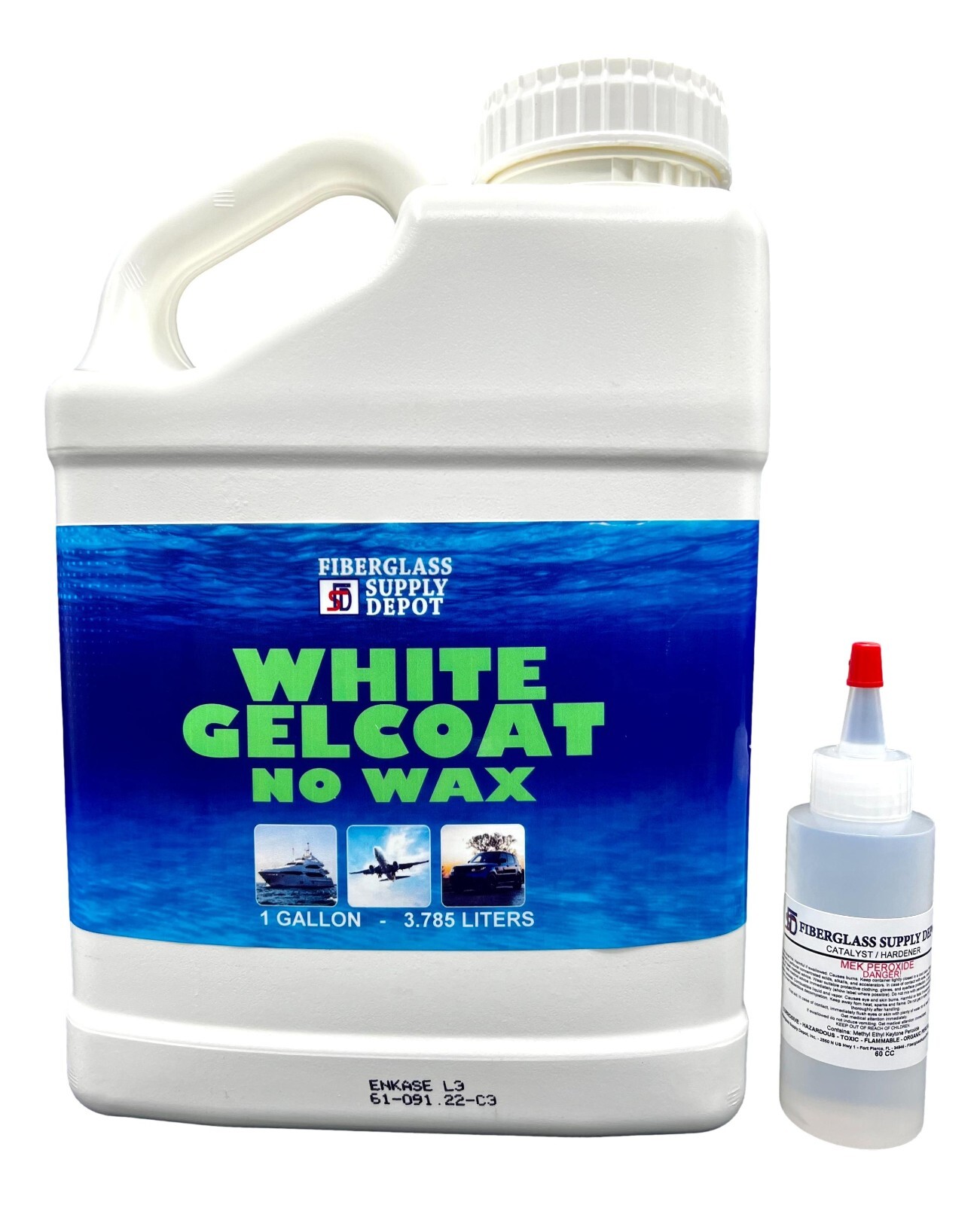 White Gelcoat NO Wax (Gallon) & 2 oz MEKP Hardener
