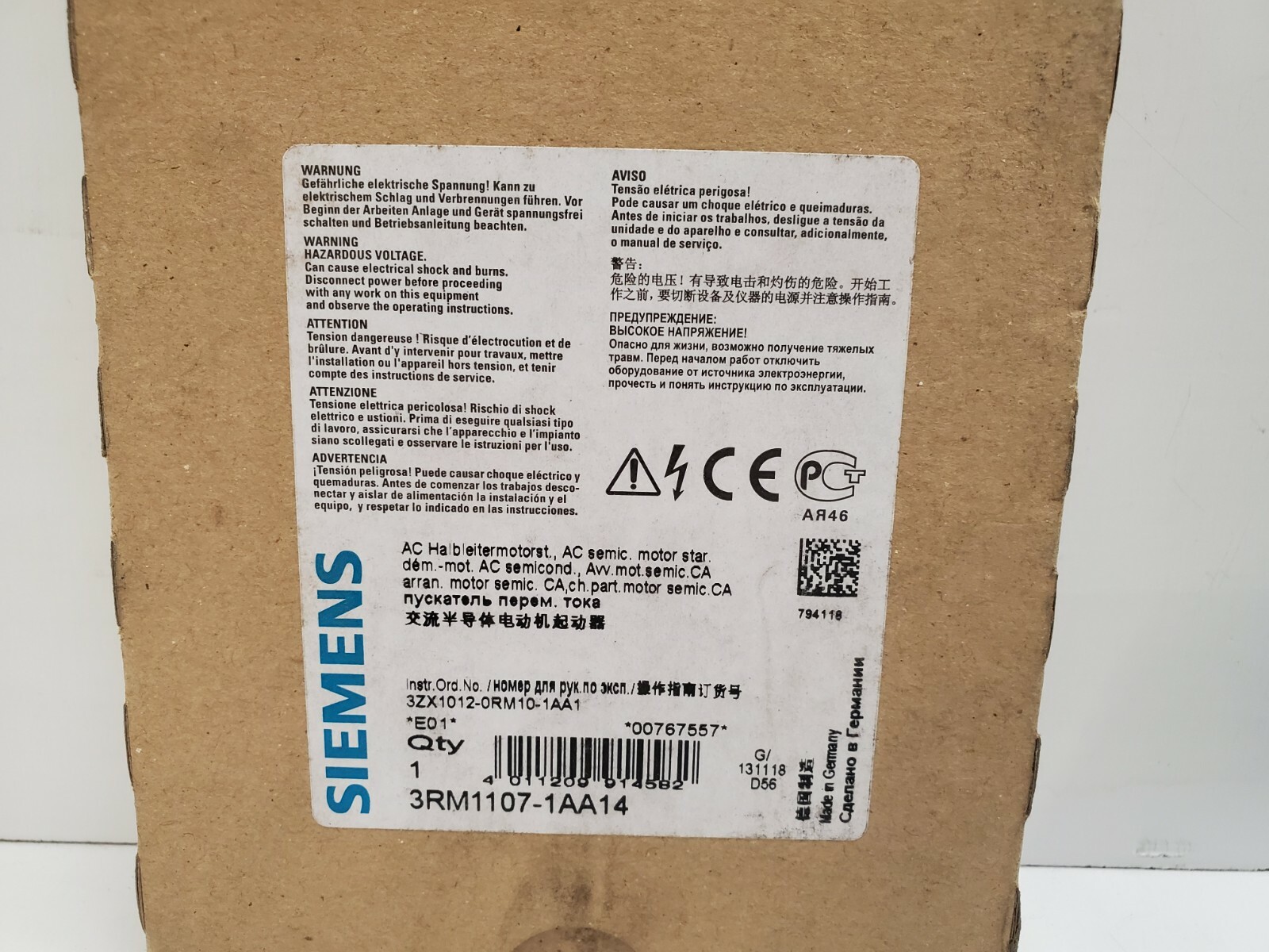 NEW IN BOX! SIEMENS SEMIC. MOTOR STARTER 3RM1107-1AA14