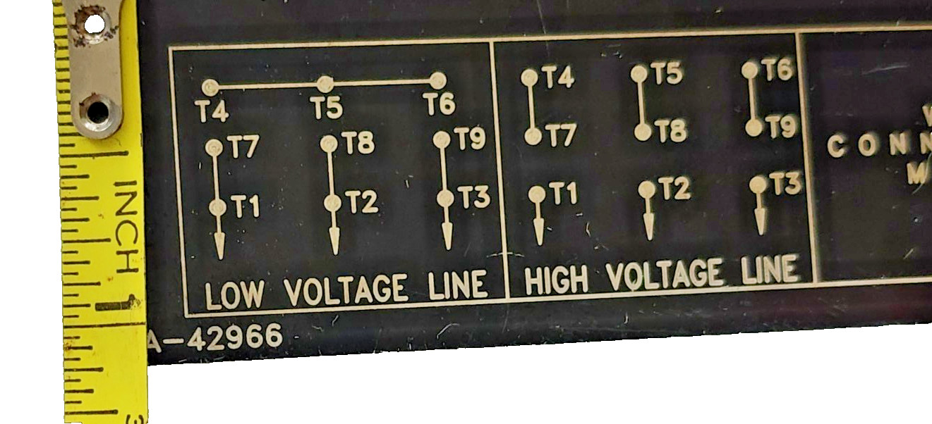 Wye-Delta 3-Phase Motor A-42966 Wye Connected Motor Steel Label 3-1/2”x 1-1/8”