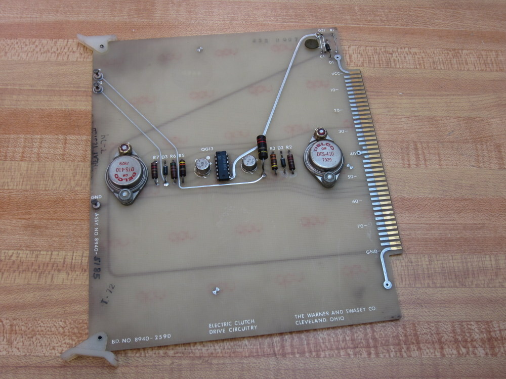 Warner & Swasey 8940-5185 Electric Clutch Drive Circuitry 8940-2590