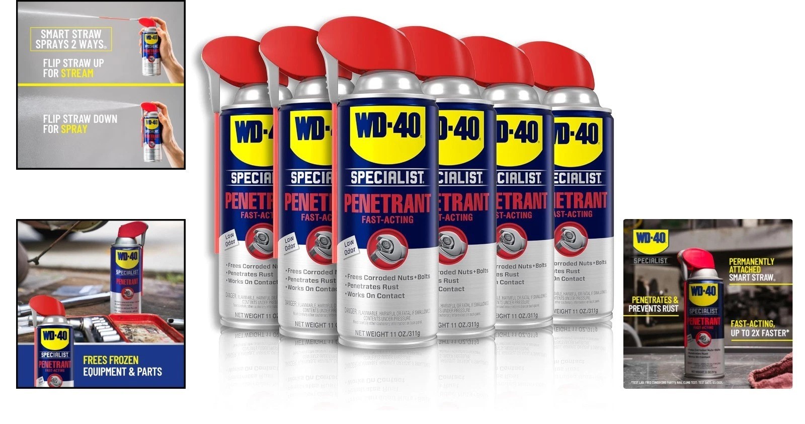 Fast-Acting 11oz Penetrant with Dual Spray Options – 6 Cans for Industrial Use