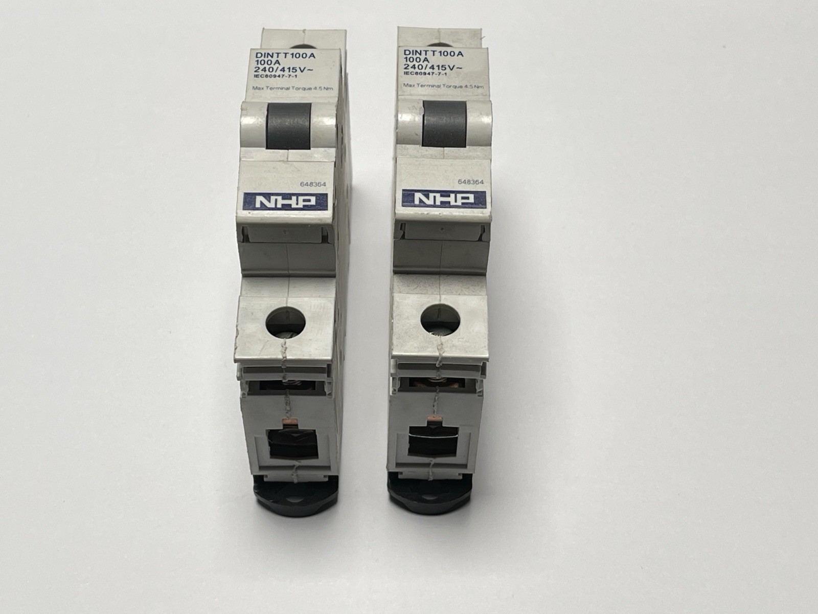 2 x NHP DINTT100A DIN-T Accessory Through Terminal 100A 1 Pole 240/415V AC