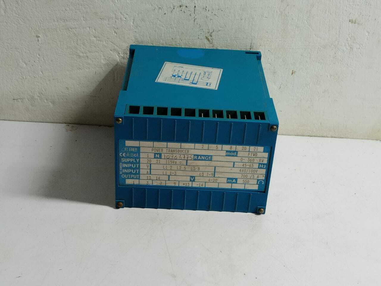 Power Transducer FTWD Range 0-360Kw 45-65Hz 700/5A 4-20Ma Supply 115Vac