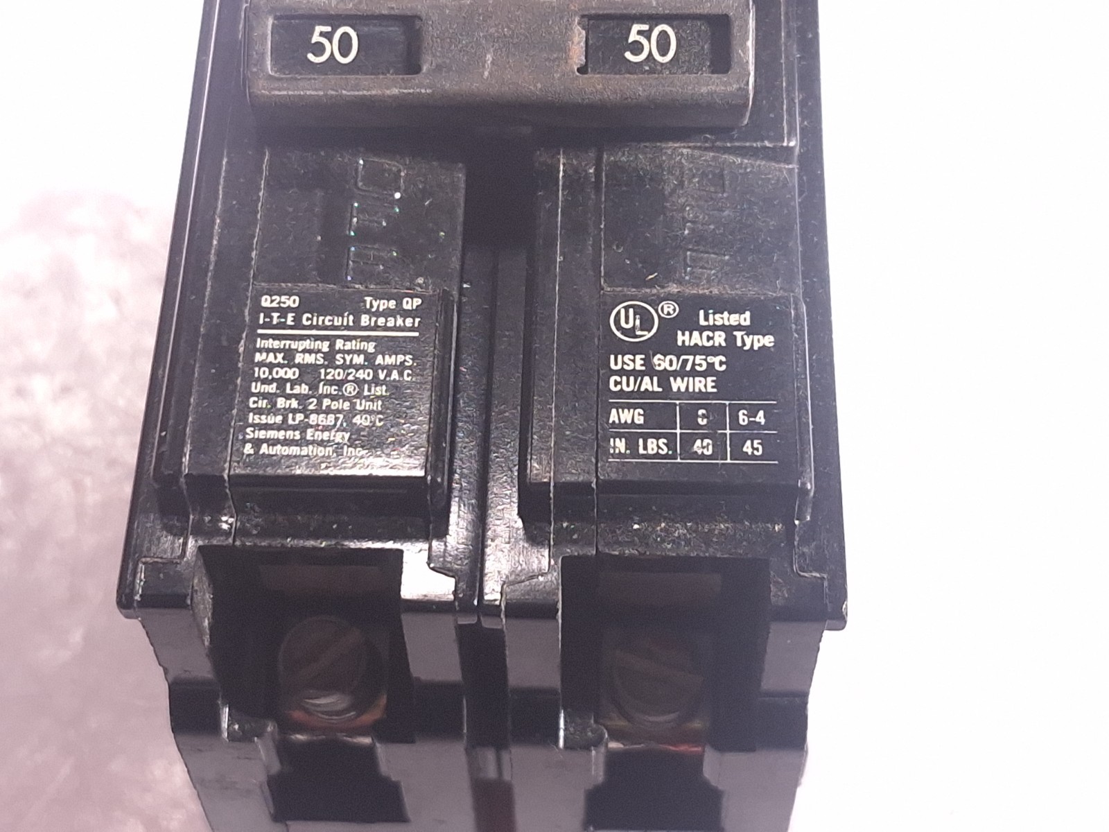 SIEMENS ITE GOULD Q250 CIRCUIT BREAKER 2P 50A 120/240V – LOT OF 2