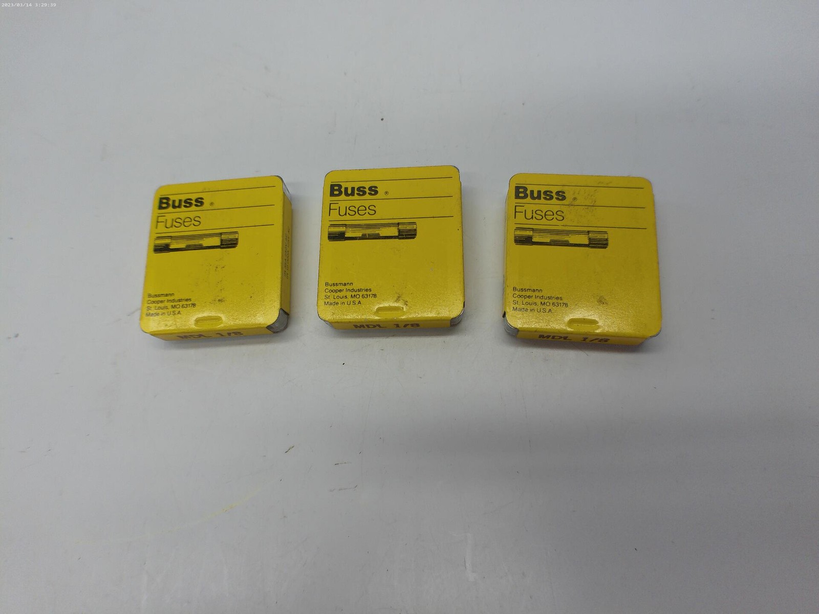 BUSSMANN MDL-1/8 FUSE LOT OF 3 PKG OF 5 NSMP