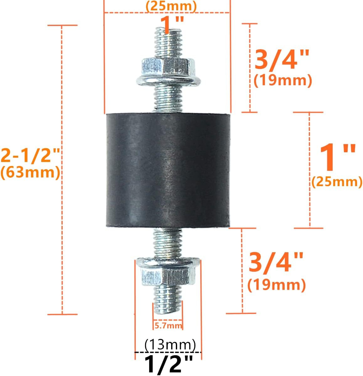 4pcs 25 x 25mm Rubber Mounts Rubber Vibration Isolator Mounts Shock Absorber