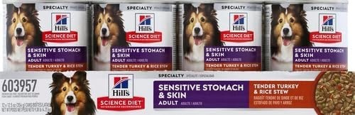 Hill’s Science Diet Sensitive Stomach Turkey & Rice Wet Dog Food 12.5oz, 12ct