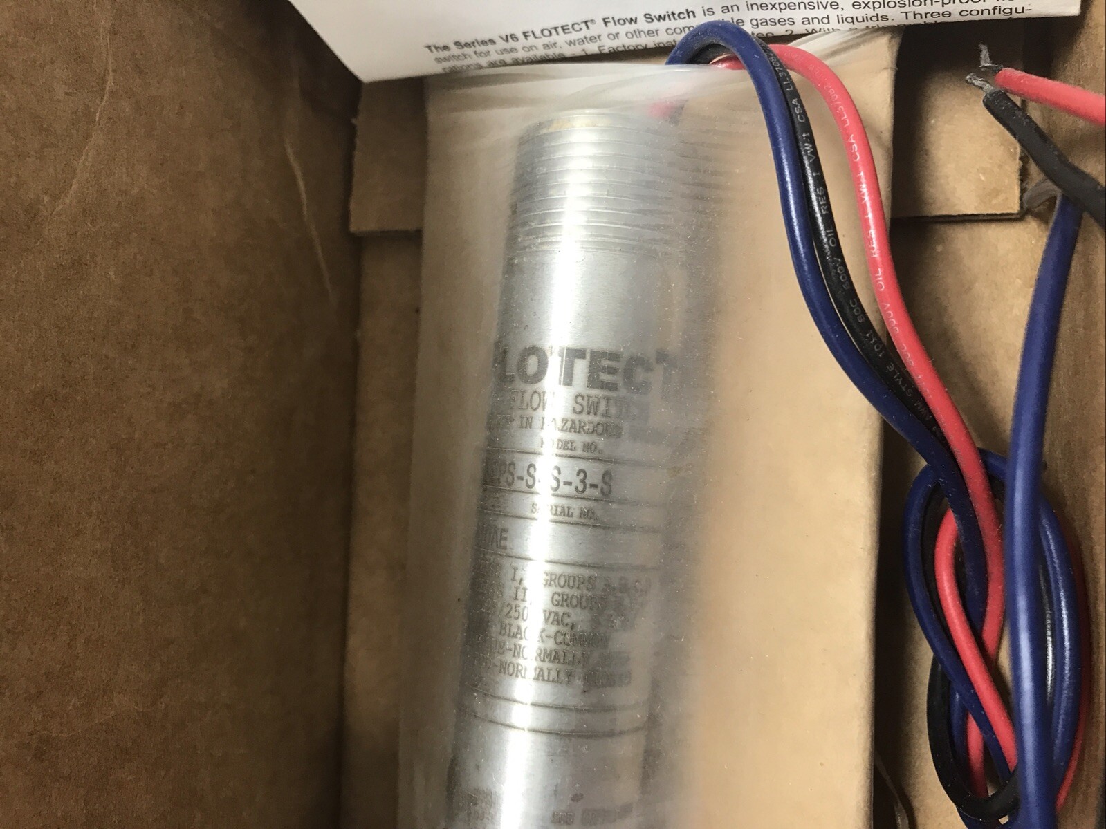 Dwyer W.E. Anderson V6eps-S-S-3-S Liquid Flow Switch V6 FLOTECT 119019-05 A10AE