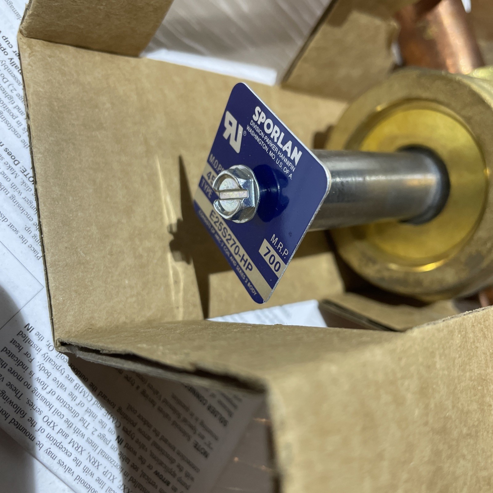 Sporlan E25S270-HP 4089-00 Solenoid Valve