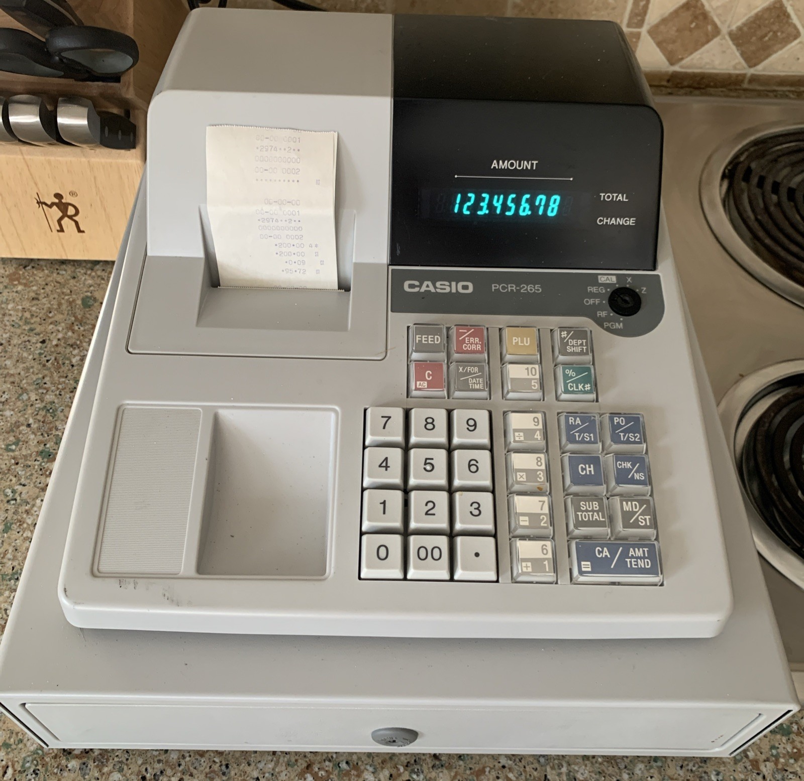 CASIO PCR-265 ELECTRONIC CASH REGISTER NO KEYS