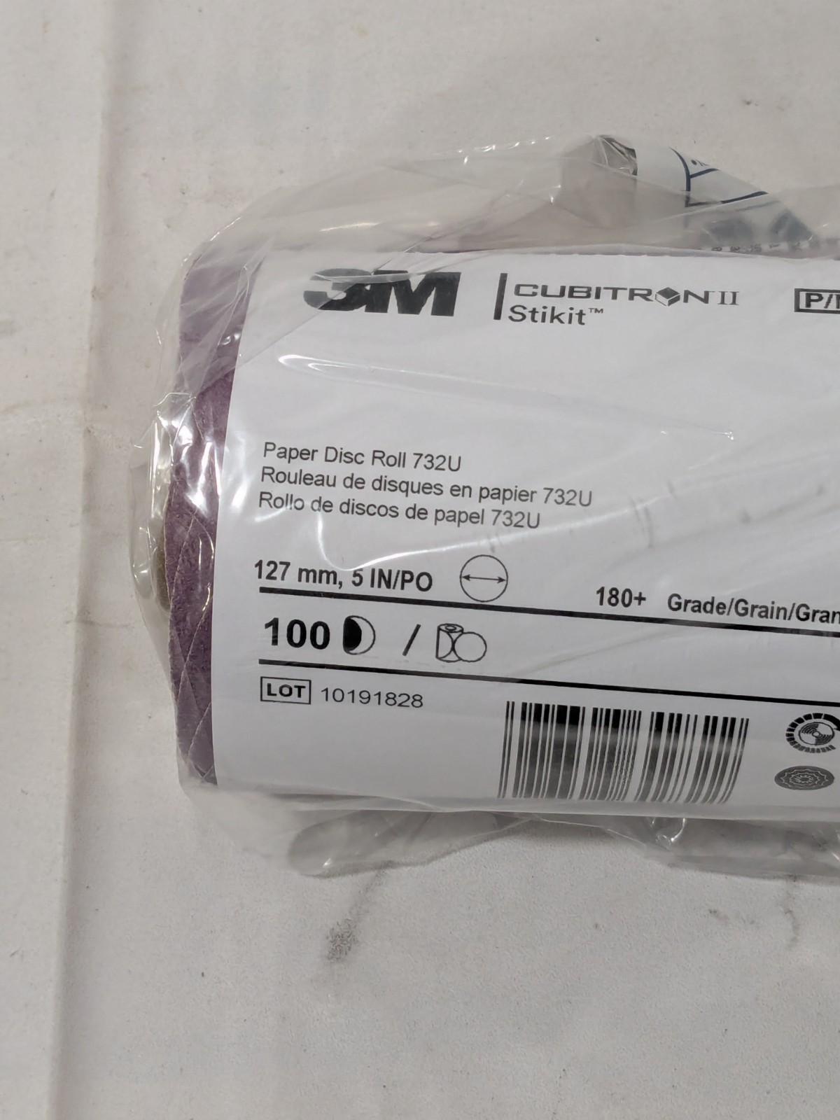 3M 5″ Dia PSA Disc Roll: 180 Grit, Premium Ceramic Alumina 7100067209