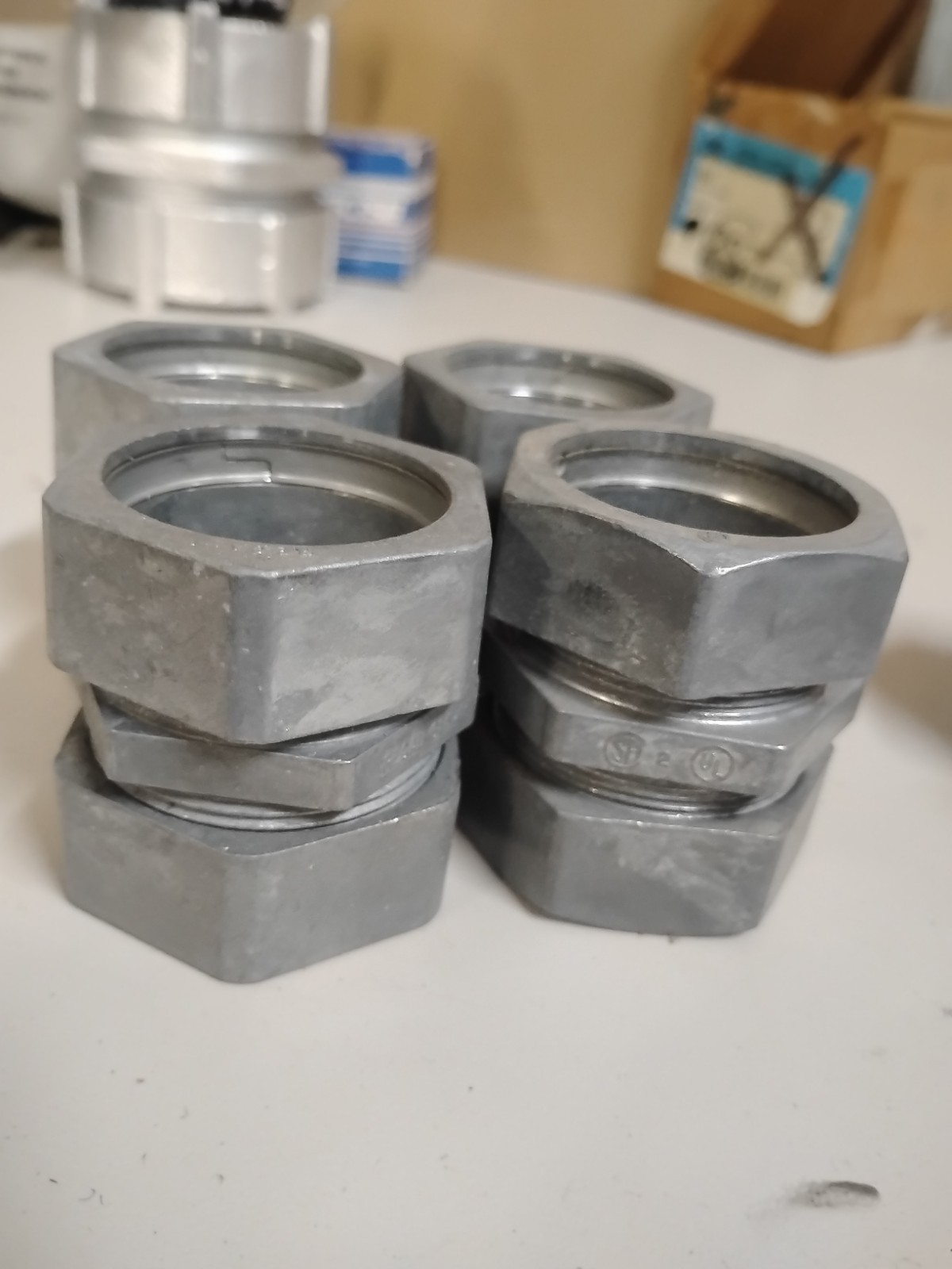 Lot Of 4 1′ EMT Zinc Die Cast Compression Coupling. New