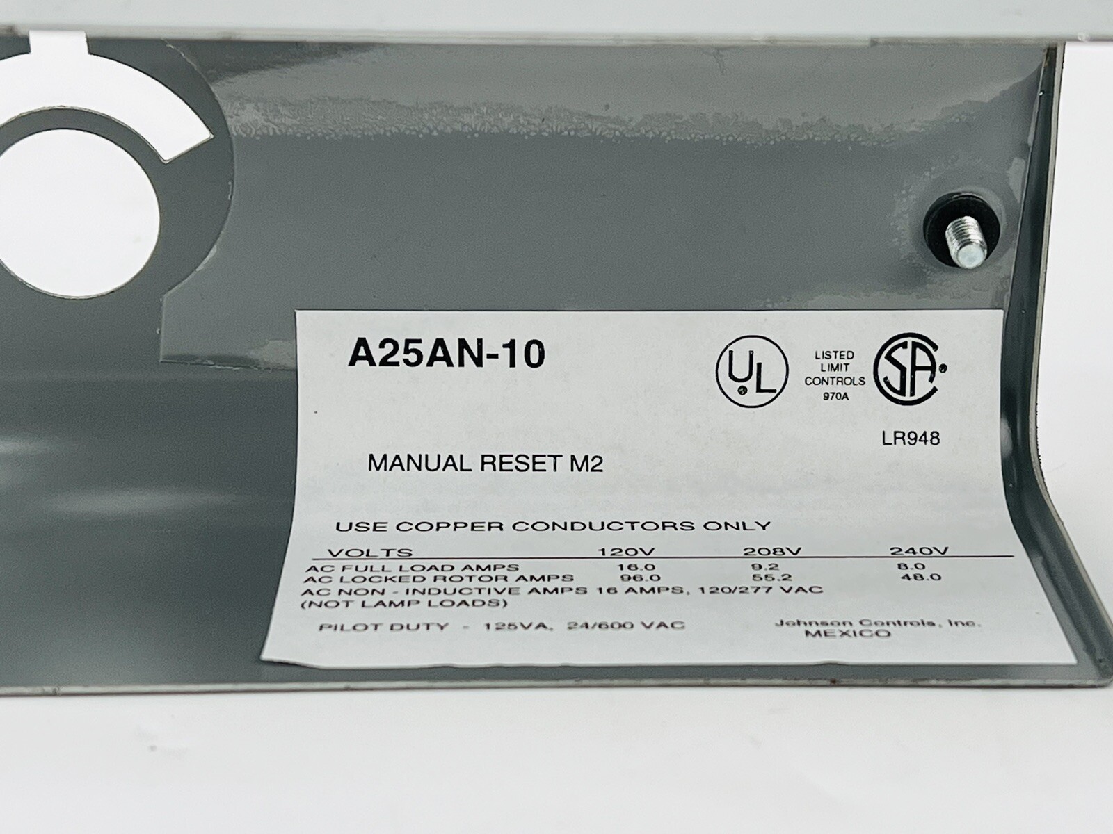 Johnson Controls Warm Air Limit Control A25AN-10 120/208/240V *WARRANTY*