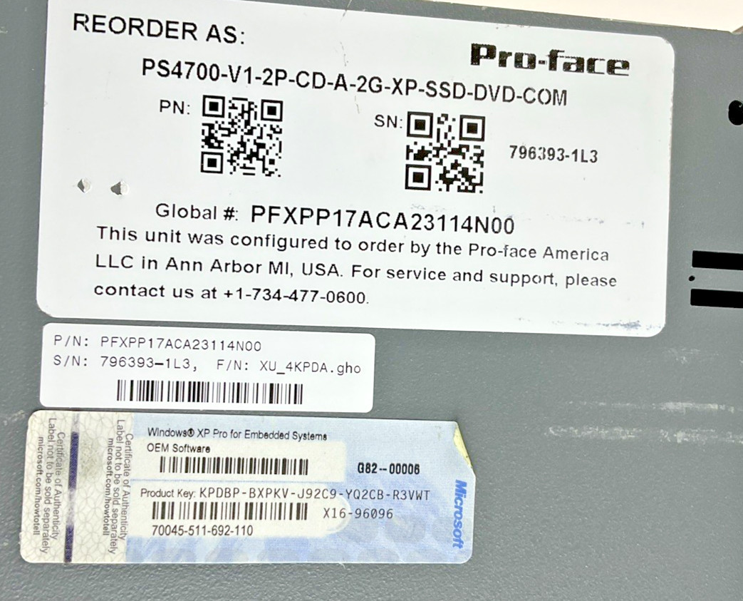 PROFACE PS4700-V1-2P-CD-A-26-XP-SSD-DVD-COM OPERATOR INTERFACE PANEL 240VAC